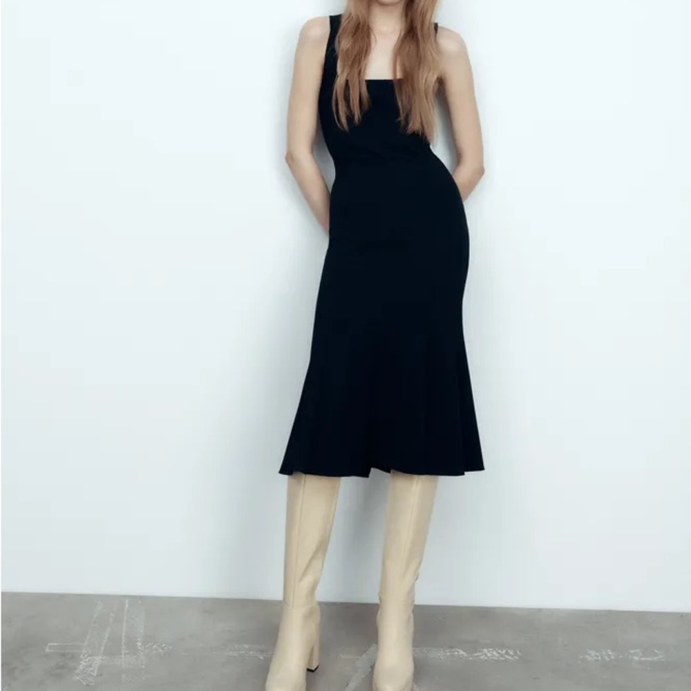 Zara leather boots platform heels high tops knee high - Picture 6 of 7